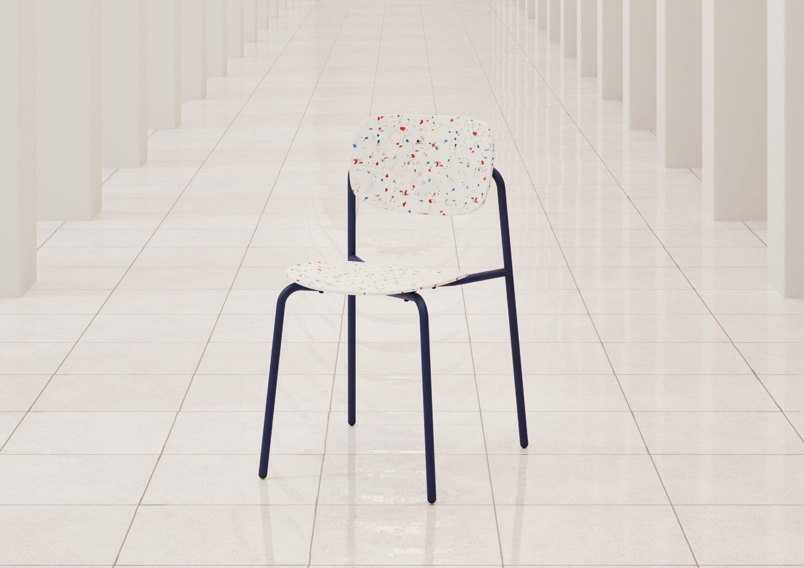 Aménagement Chaise USO FFG en plastique recyclé bleu blanc rouge Élysée 